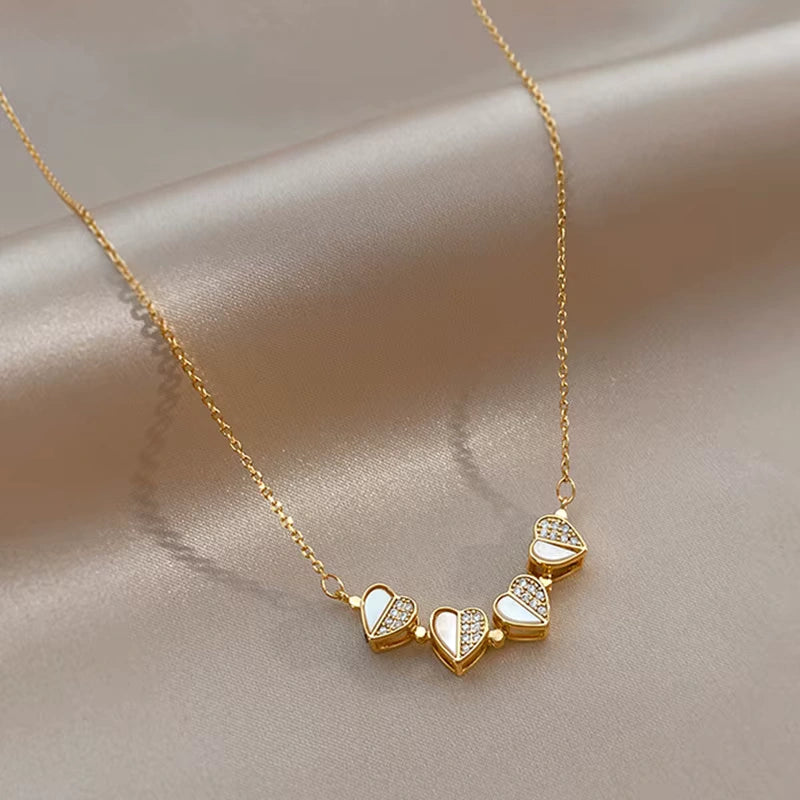2-in-1 Magnetic Folding Heart Clover Necklace - Anti-Tarnish Gold Plated