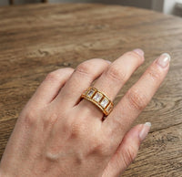 Baguette Crystal Adjustable Gold Ring for Women | Premium Fashion Jewelry