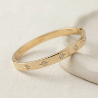 Anti-Tarnish Starburst Gold Plated Bangle Bracelet for Women