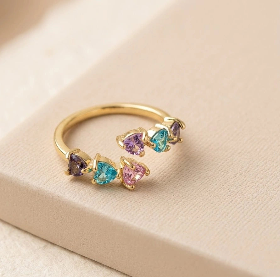 Colorful Heart Adjustable Fashion Ring - High Quality Dainty Jewelry