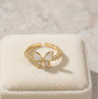 Pearl Butterfly Statement Ring - High Quality Studded Fashion Jewelry
