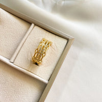 Layered Chain Link Pave Ring - High Quality Gold Fashion Jewelry
