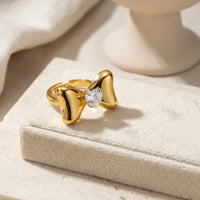 Bowknot Heart Crystal Ring - Anti Tarnish Fashion Jewelry