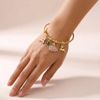 Swan & Reindeer Charm Anti-Tarnish Gold Plated Bracelet