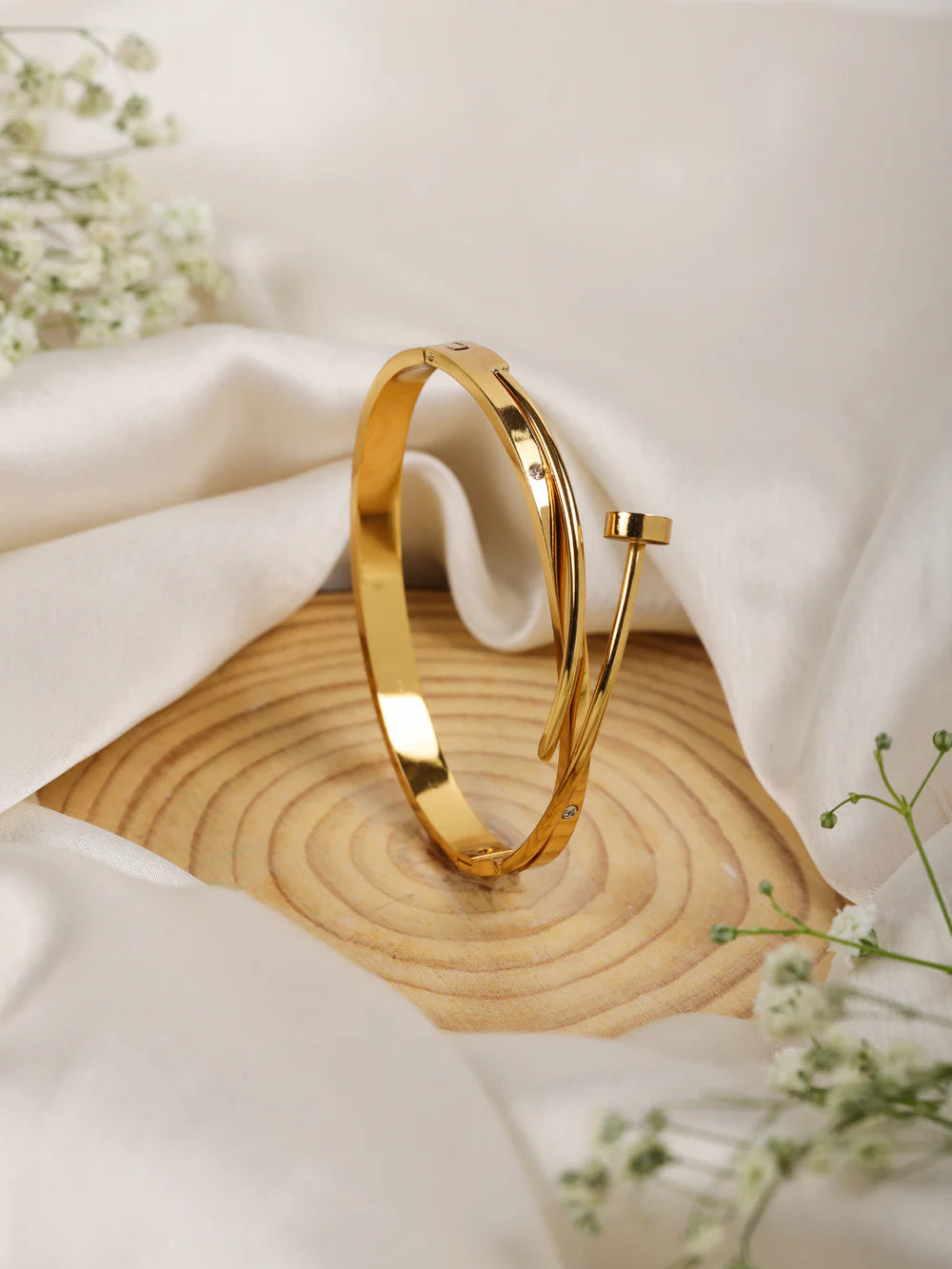 Nail Design Anti-Tarnish Gold-Plated Wrap Bracelet