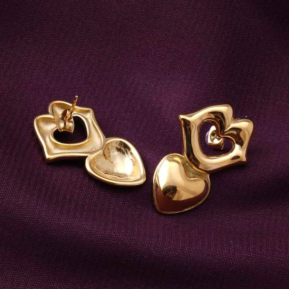 Lips & Heart Dangle Earrings | Anti-Tarnish Gold Plated Statement Jewelry