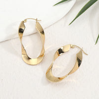 Modern Twisted Oval Hoop Earrings | Anti-Tarnish Gold Plated