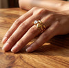 Dual Heart Gold Plated Anti-Tarnish Ring | CZ Sparkle & Smooth Finish