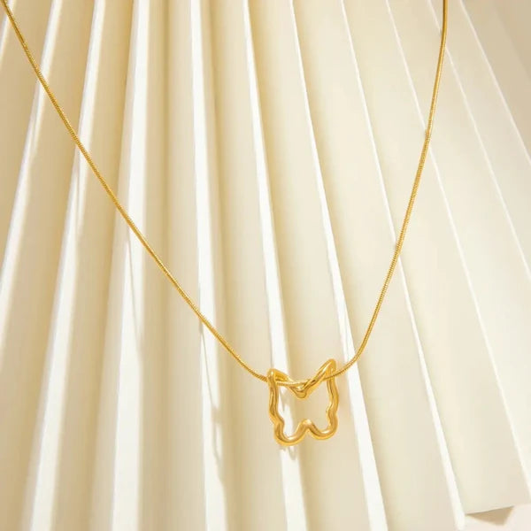 Butterfly Gold Plated Necklace on Snake Chain | Anti-Tarnish & Waterproof | Korean Style Aesthetic