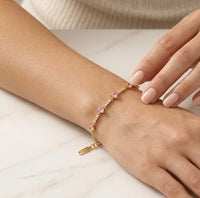 Pink Heart Charm Bracelet | Anti-Tarnish Gold-Plated Fashion Jewelry