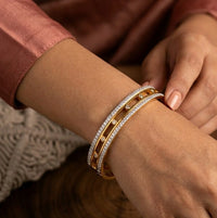 Double Layered CZ Crystal Anti-Tarnish Gold-Plated Bracelet