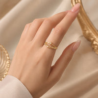 Adjustable Double Layer Anti-Tarnish Gold Plated Ring for Women