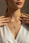 Anti-Tarnish Gold Plated Butterfly Layered Necklace | Pearl Inlay Double Chain