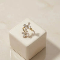 Double Butterfly Crystal Adjustable Fashion Ring