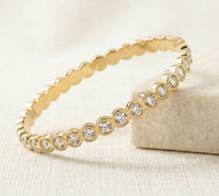 Anti-Tarnish Crystal Bangle Bracelet - Gold Plated Korean Minimalist Style