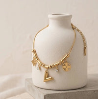 Anti-Tarnish Gold-Plated V-Charm Beaded Bracelet for Women