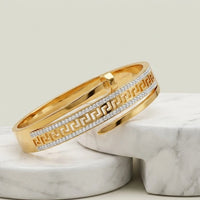 Greek Key Nail Wrap Cuff - Anti Tarnish Gold Plated Bracelet