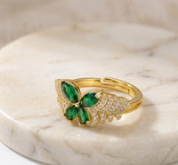 Green Crystal Butterfly Ring - High Quality Gold Fashion Jewelry