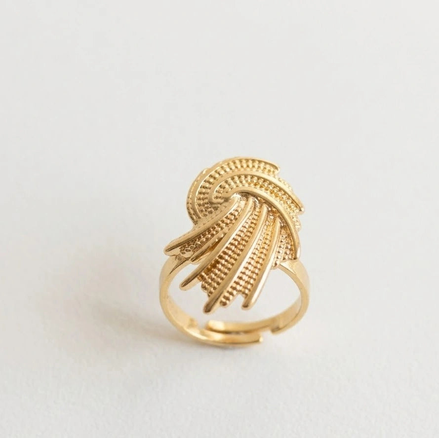 Woven Textured Anti-Tarnish Gold Plated Statement Ring