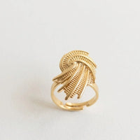 Woven Textured Anti-Tarnish Gold Plated Statement Ring