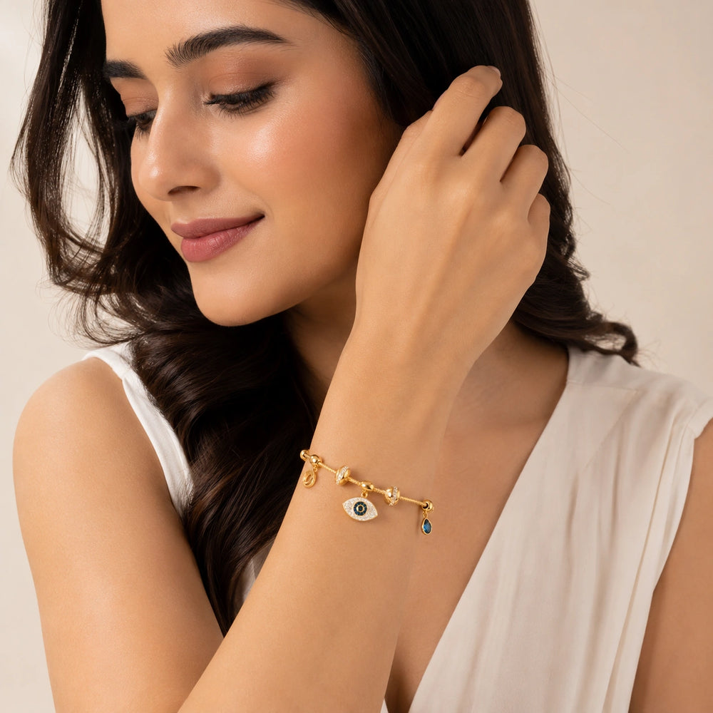 Evil Eye Charm Bracelet - Anti-Tarnish Gold Plated | Women's Jewelry