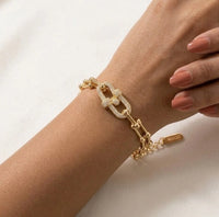 Interlocking CZ Link Double Chain Anti-Tarnish Bracelet
