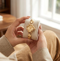 Elegant Clover Dial Anti-Tarnish Gold Plated Watch for Women | Minimalist Aesthetic Timepiece