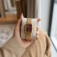 Vintage Maroon Dial Gold Plated Watch | Anti-Tarnish & Water Resistant