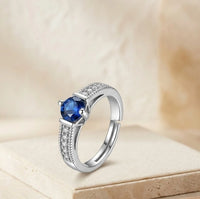 Sapphire Blue Crystal Fashion Ring for Women - High Quality Silver Tone