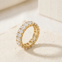 Gold Crystal Eternity Fashion Ring - High Quality Statement Band for Women