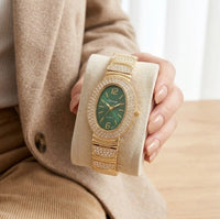 Emerald Aura Crystal Bezel Anti-Tarnish Gold Plated Watch