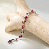 Tulip Red Stone Floral Vine Bracelet - Premium Anti-Tarnish Plated Jewelry