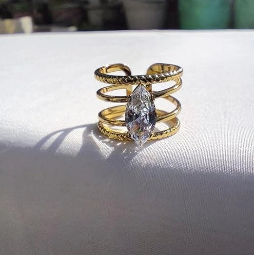 Marquise Stone Multi Layer Statement Ring - Anti Tarnish Fashion Jewelry