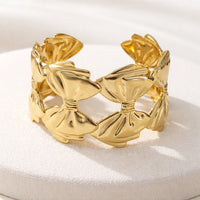 Elegant Bow Design Anti-Tarnish Gold Plated Bracelet for Women
