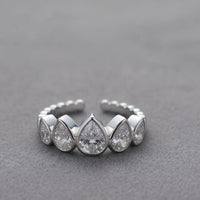 Pear Shaped 5-Stone Bezel Fashion Ring - High Quality Women's Band