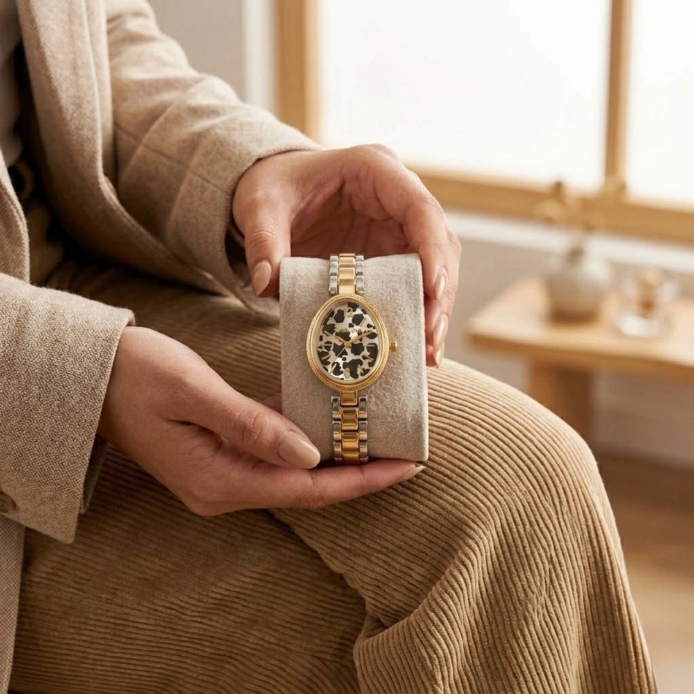 Y2K Teardrop Animal Print Watch | Two-Tone Anti-Tarnish Gold Plated