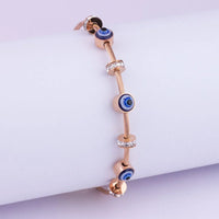 Anti-Tarnish Rose Gold Plated Evil Eye Cable Bracelet