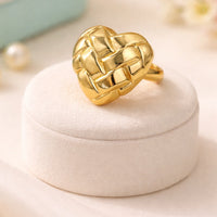 Woven Heart Statement Ring - Anti-Tarnish Gold Plated