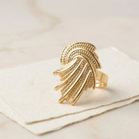 Woven Textured Anti-Tarnish Gold Plated Statement Ring