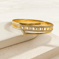 Roman Numeral Layered Cuff Bracelet | Anti-Tarnish Gold-Plated