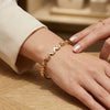 Zigzag Pattern Anti Tarnish Gold Plated Bracelet with Zirconia Stones