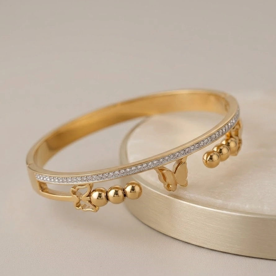 Crystal Butterfly Cuff Bracelet - Anti-Tarnish Fashion Jewelry for Women