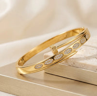 Zircon Studded Nail Wrap Bracelet - Anti-Tarnish Gold Plated